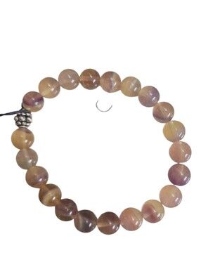 Yellow Fluorite Gemstone Stretch Bracelet Sterling Silver Accent Crystal Bracele